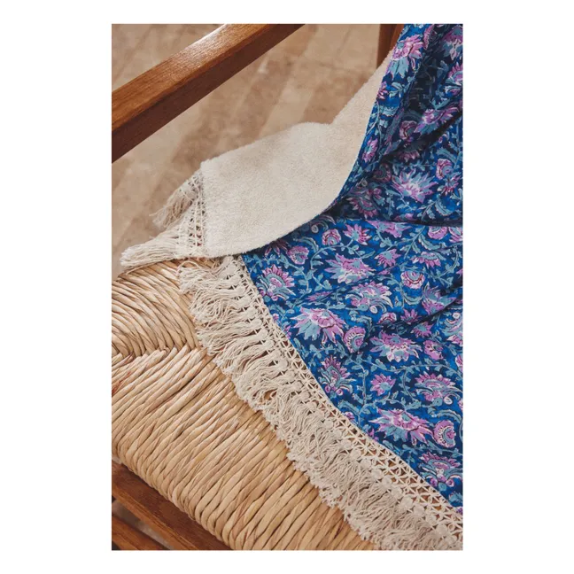 Serviette de plage Lana en coton bio | Bleu foncé