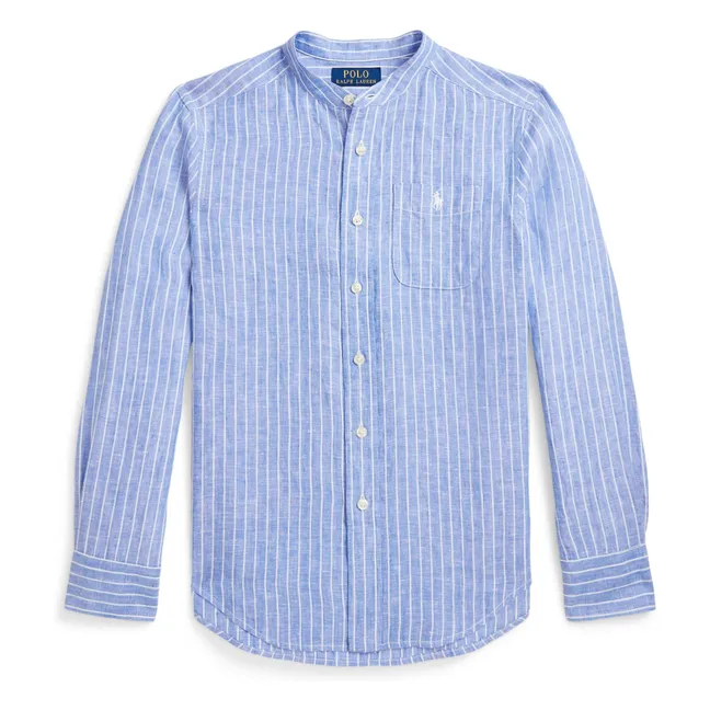 Chemise Rayure Lin | Bleu