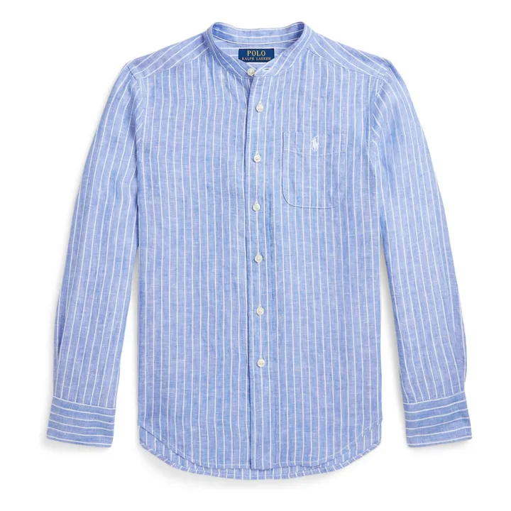 Chemise Rayure Lin | Bleu- Image produit n°0