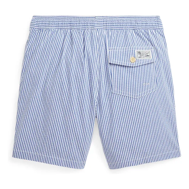 Short De Bain Rayure Fibres Recyclées | Bleu