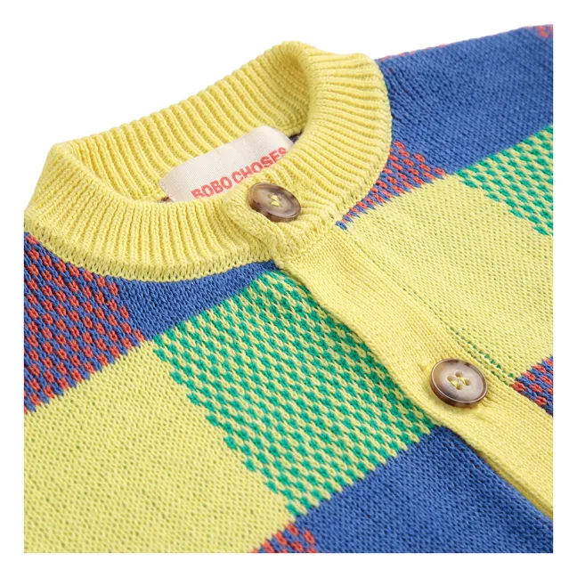 Cardigan a quadri in cotone biologico | Giallo