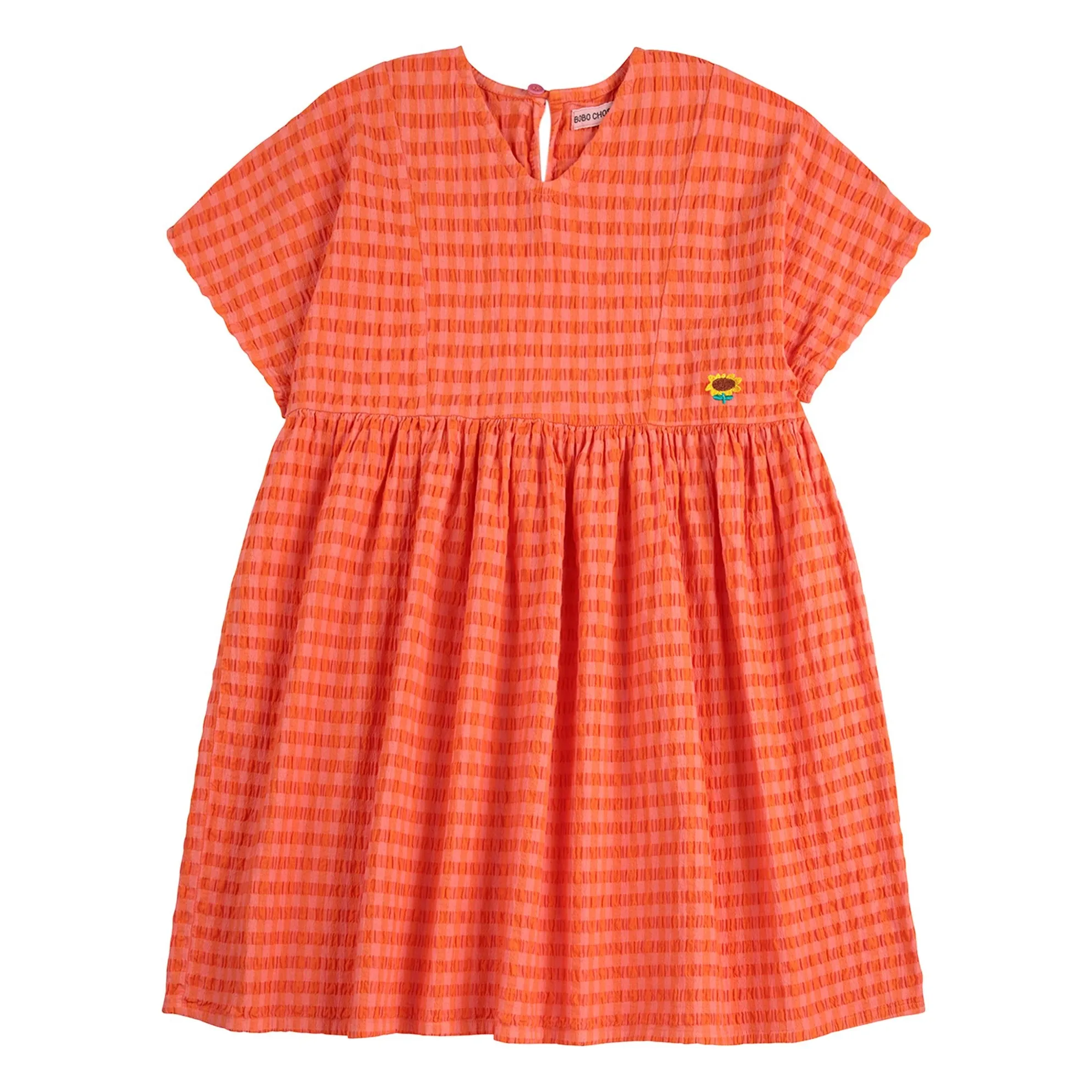 Bobo Choses Coral Gingham Dress