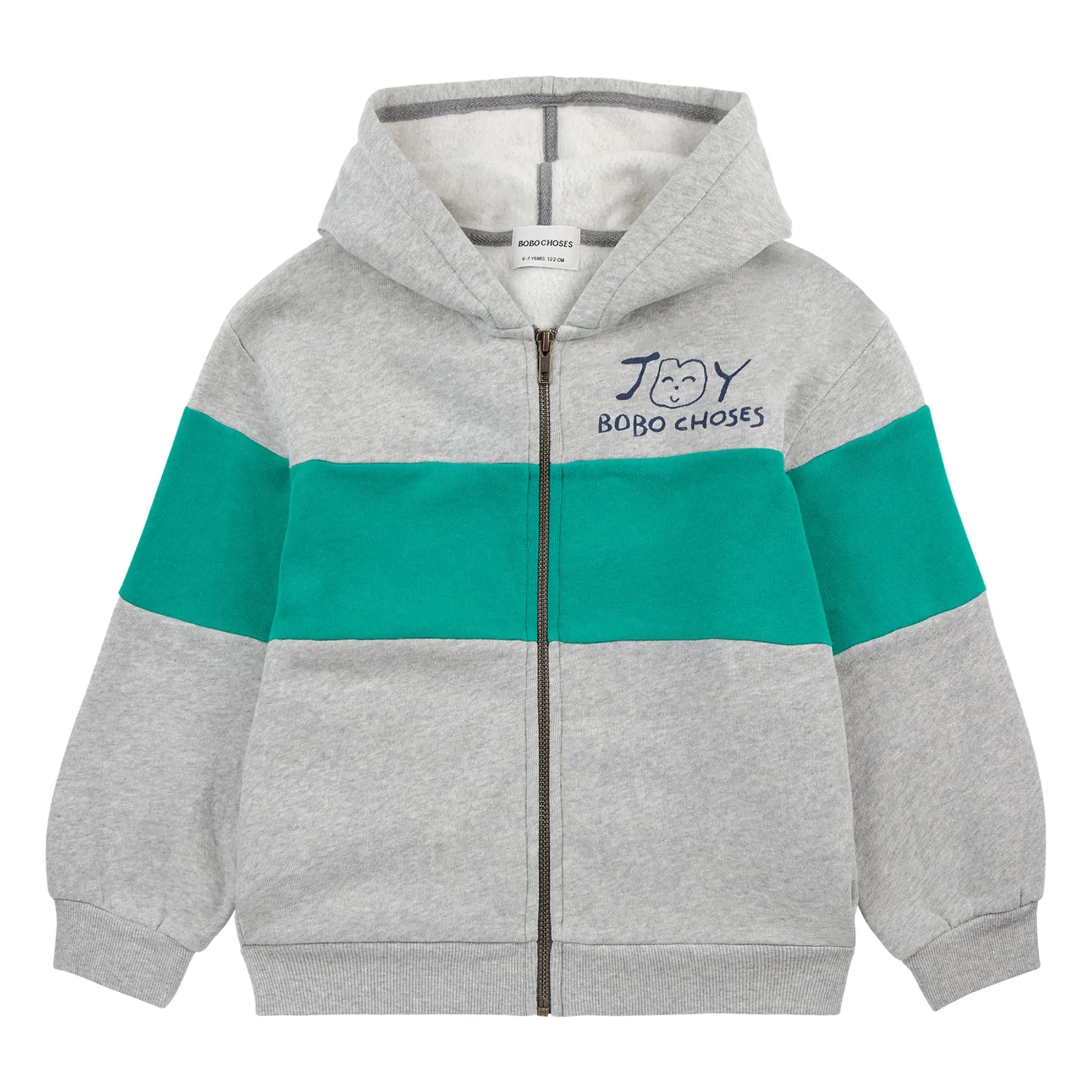Bobo Choses Heather Grey Joy Organic Cotton Zip-Up Sweatshirt