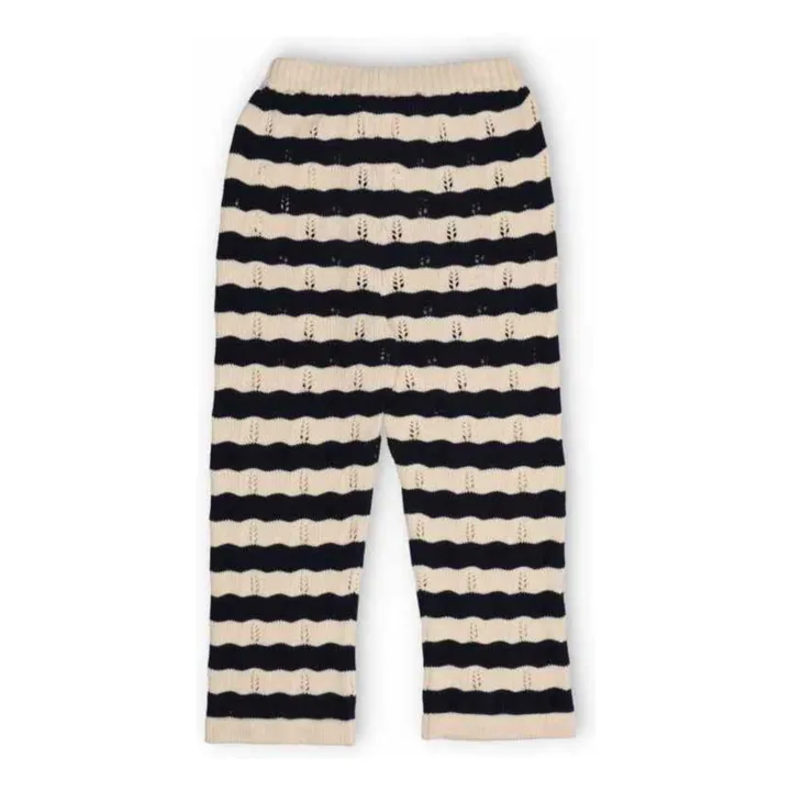 Pantalon Maille Rayures Coton Bio | Bleu marine- Image produit n°2