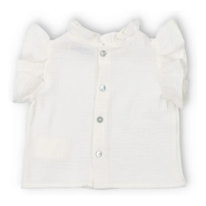 Blusa de gasa de algodón Spyros  | Blanco- Imagen del producto n°1