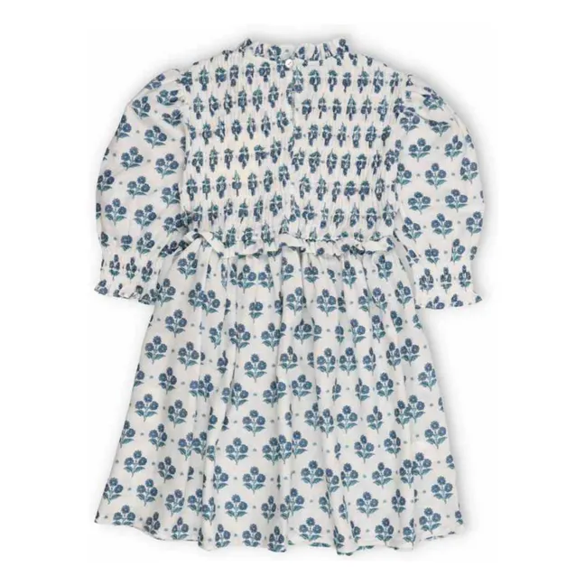 Abito Eleni con arricciatura a fiori | Bianco