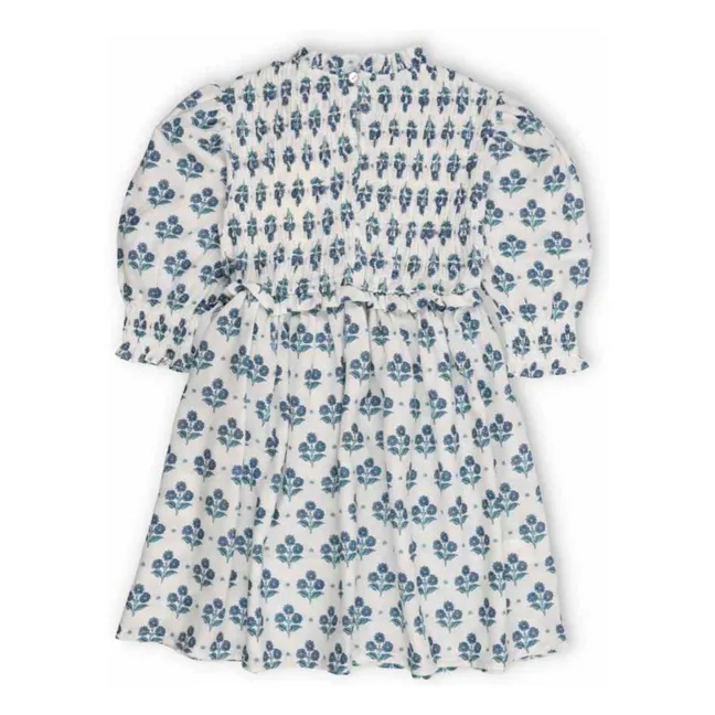 Kleid mit geraffter Blume Eleni | Weiß
