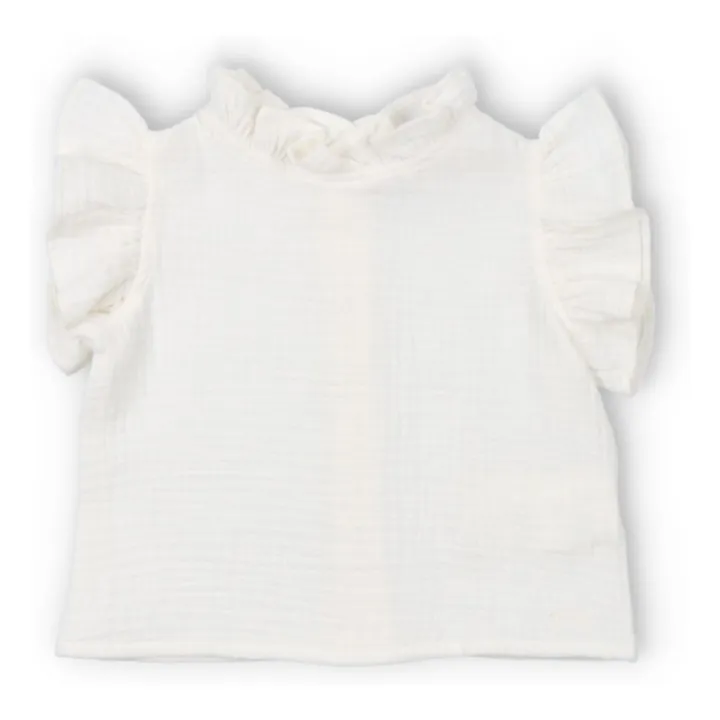 Blusa de gasa de algodón Spyros  | Blanco- Imagen del producto n°0
