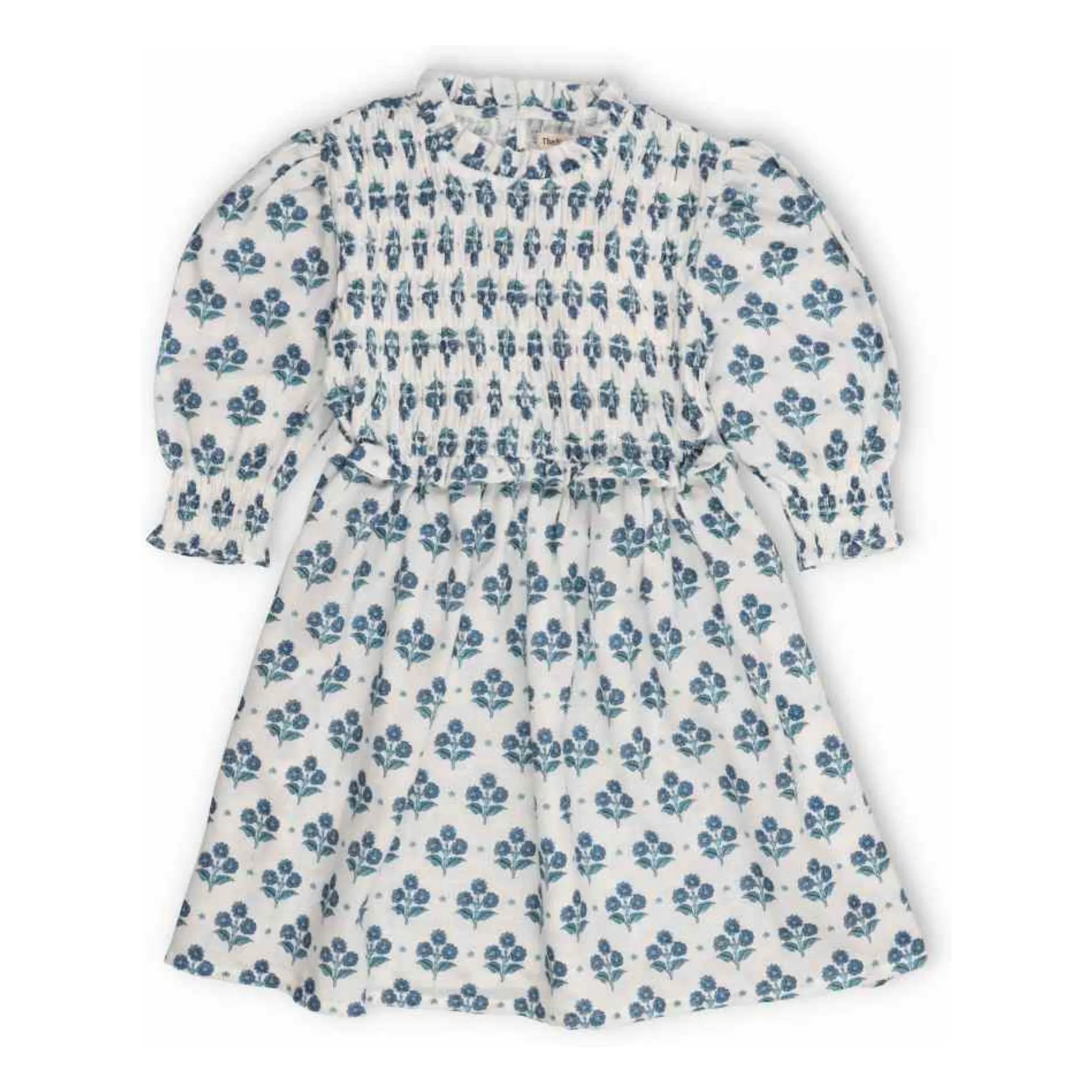 The New Society White Eleni Flower Shirred Dress