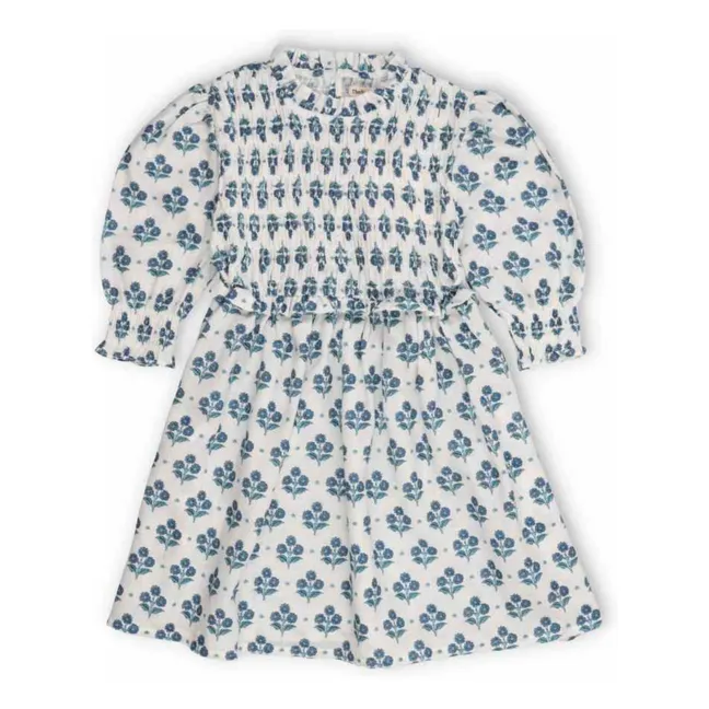 Kleid mit geraffter Blume Eleni | Weiß