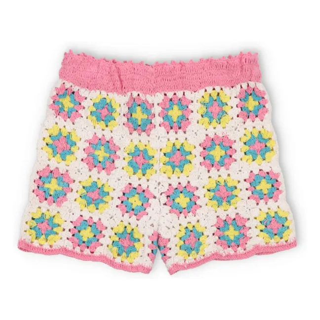 Pantaloncini all'uncinetto con fiori Nikaia | Ecru