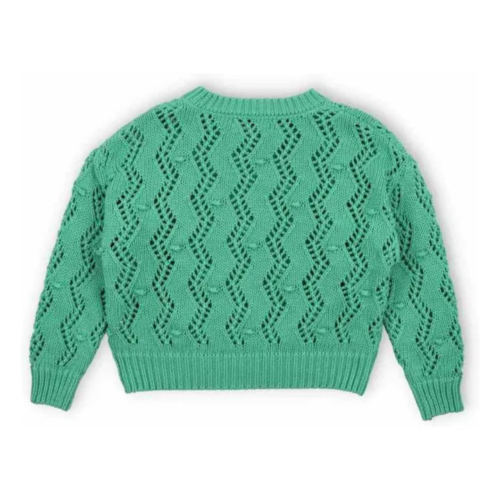 Pull Ajouré Sifnos Coton Bio | Bleu turquoise- Image produit n°2