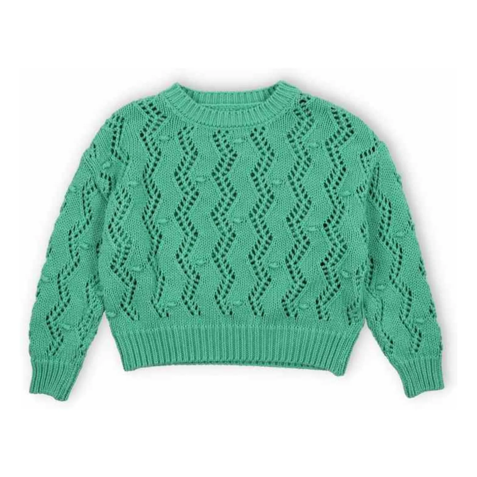 The New Society Turquoise Sifnos Organic Cotton Openwork Sweater