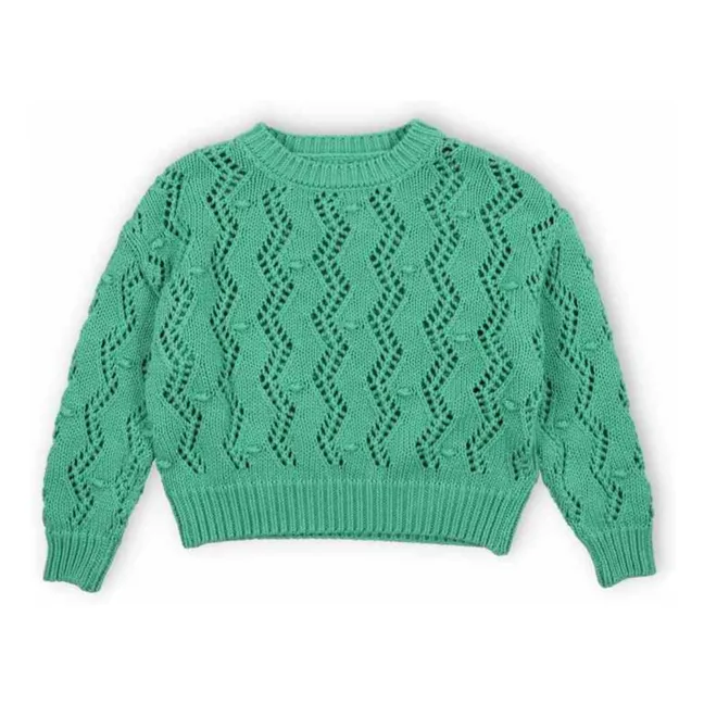 Pull Ajouré Sifnos Coton Bio | Bleu turquoise