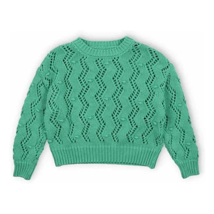 Jersey calado Sifnos Algodón orgánico | Azul Turquesa- Imagen del producto n°0