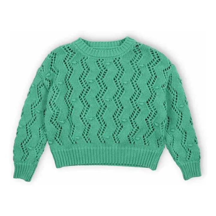Pull Ajouré Sifnos Coton Bio | Bleu turquoise- Image produit n°0