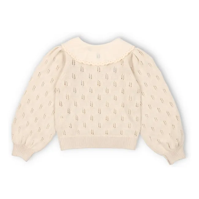 Strickjacke Ajouré Marina aus Bio-Baumwolle  | Beige