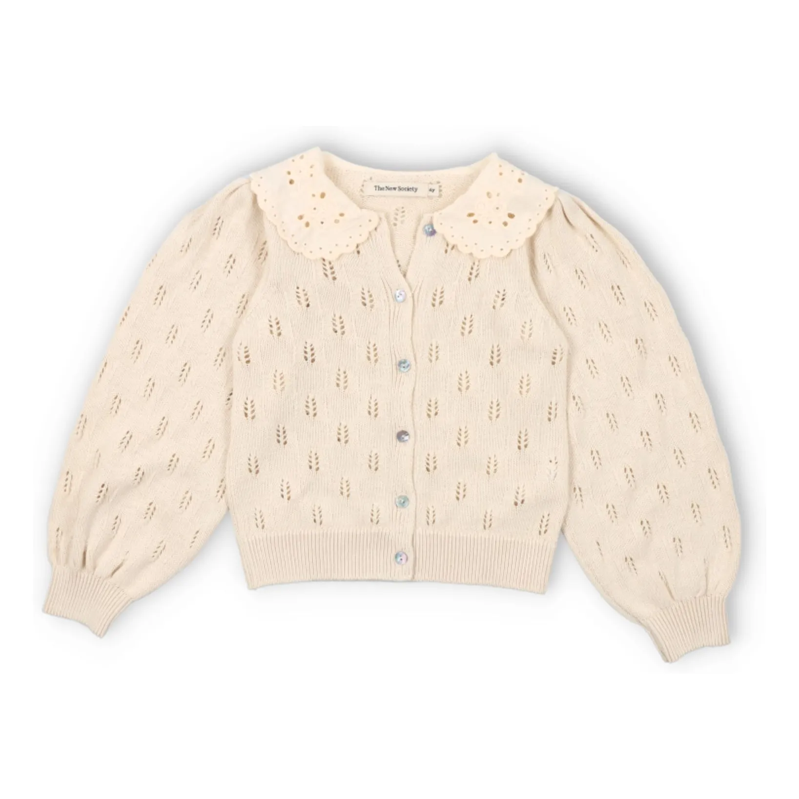 The New Society Beige Marina Openwork Cardigan Organic Cotton
