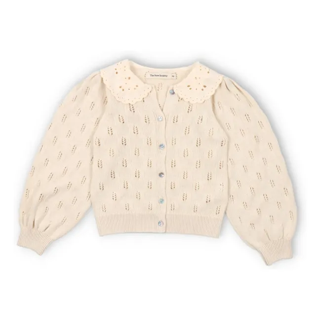 Cárdigan calado Marina de algodón ecológico  | Beige