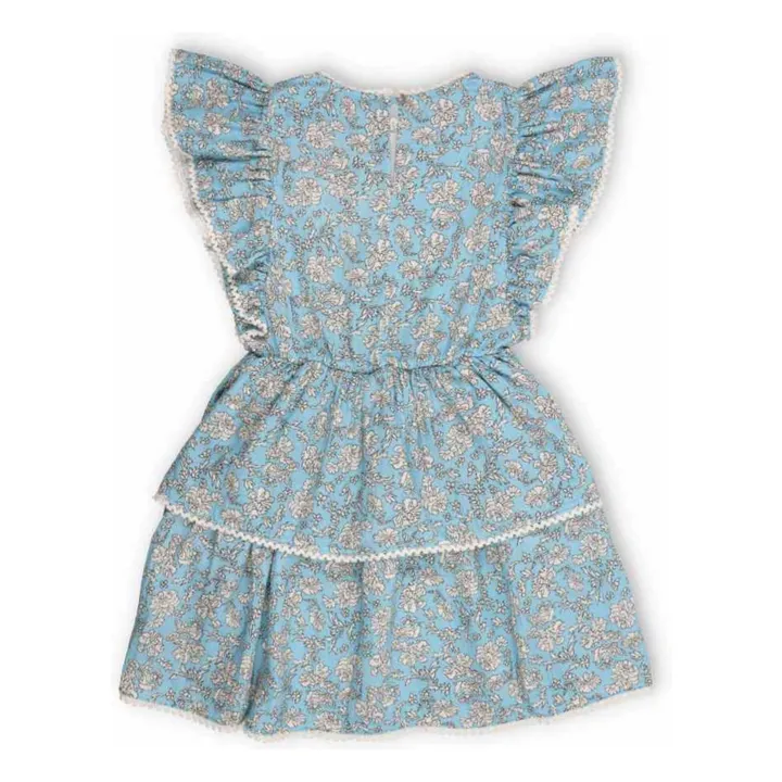 Vestido de flores con volantes Mélina | Azul Cielo- Imagen del producto n°2
