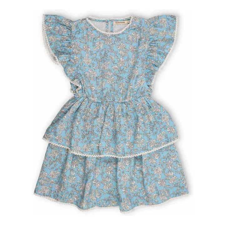 Vestido de flores con volantes Mélina | Azul Cielo- Imagen del producto n°0