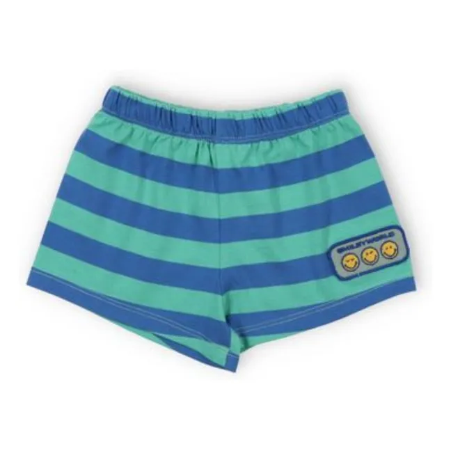 Short Rayures Smiley | Bleu