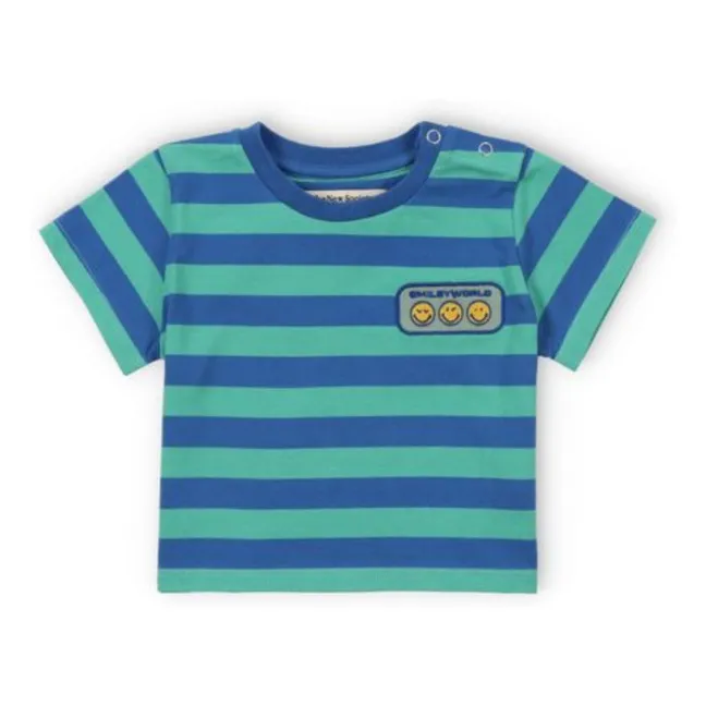 T-shirt Rayures Smiley Baby | Bleu