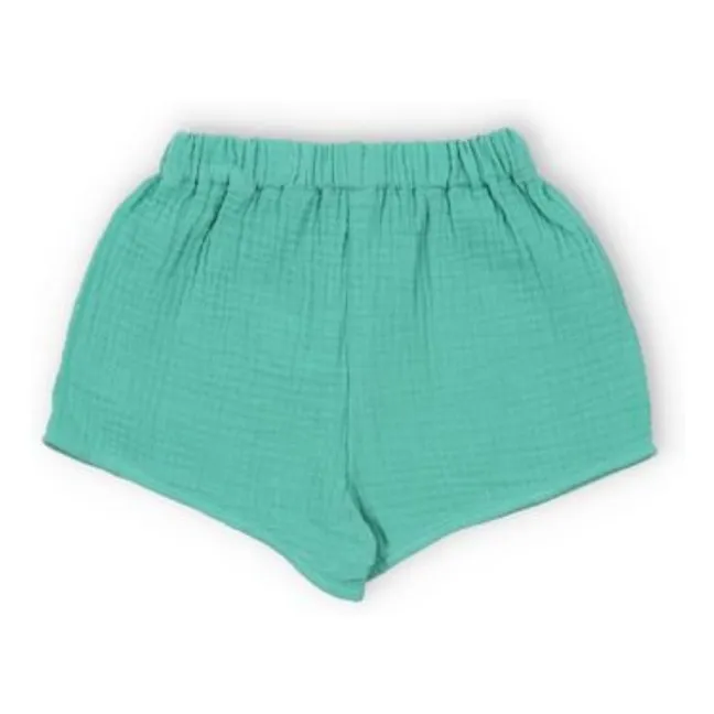 Pantalón corto de gasa de algodón Spyros | Azul verde