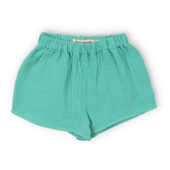 Pantalón corto de gasa de algodón Spyros | Azul verde