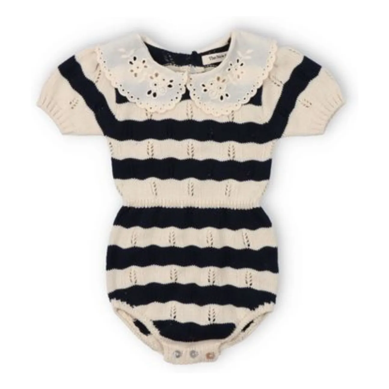 The New Society Ecru Marina Stripes Organic Cotton Romper