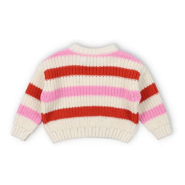 Pullover Streifen Leto Baby Bio-Baumwolle | Rot