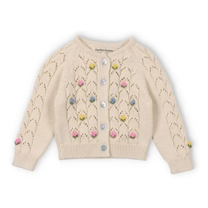 Cardigan Fleurs Canea Coton Bio | Beige- Image produit n°0