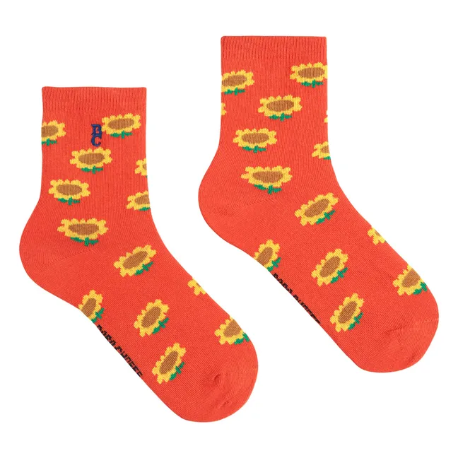 Socken Sonnenblume Bio-Baumwolle | Rot