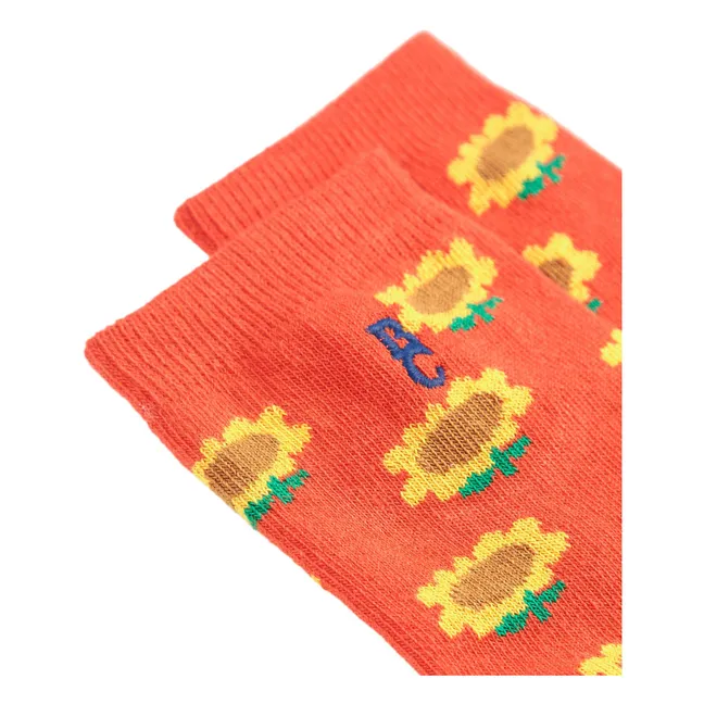 Socken Sonnenblume Bio-Baumwolle | Rot