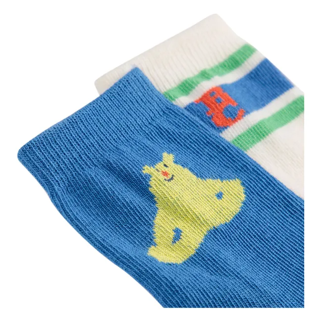 Set of 2 Recycled Fiber Bear Socks | Blue