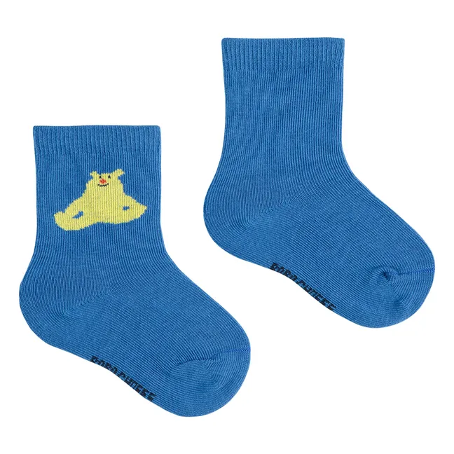 Set of 2 Recycled Fiber Bear Socks | Blue