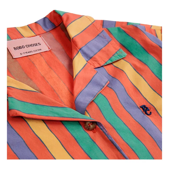 Camicia in cotone biologico a righe | Rosso