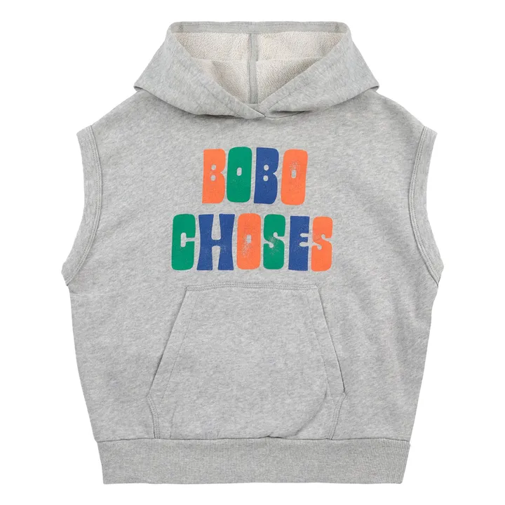 Hoodie Sans Manches Coton Bio | Gris chiné- Image produit n°0