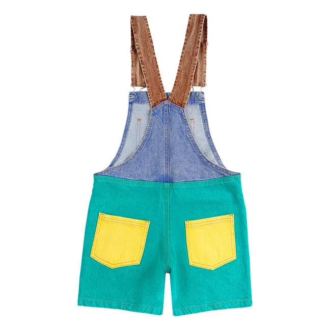 Salopette in cotone biologico colorblock | Turquoise