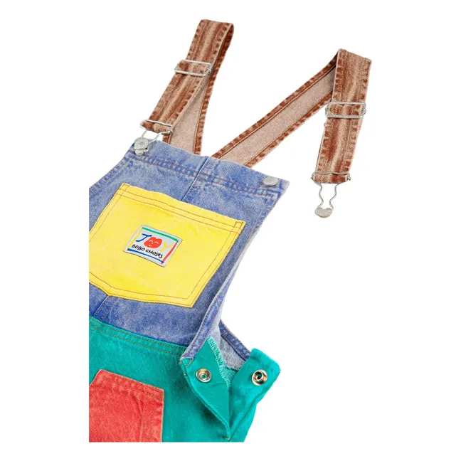 Salopette Colorblock Coton Bio | Turquoise