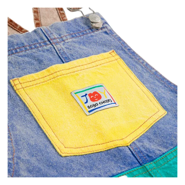 Salopette Colorblock Coton Bio | Turquoise