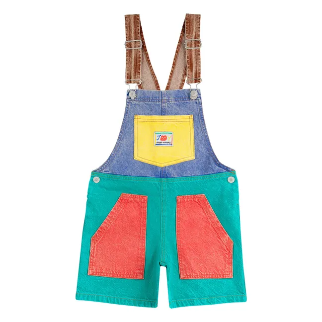 Salopette Colorblock Coton Bio | Turquoise