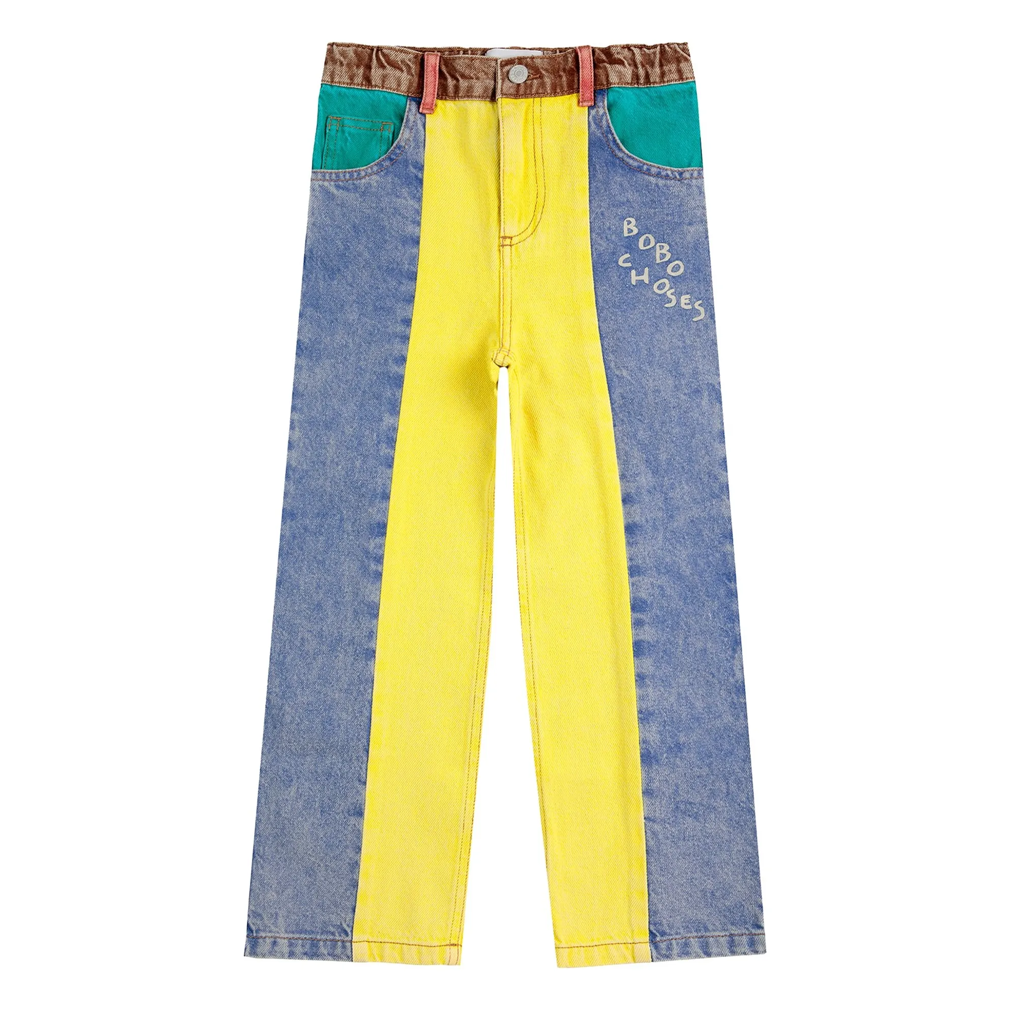 Bobo Choses Yellow Colorblock Organic Cotton Jeans