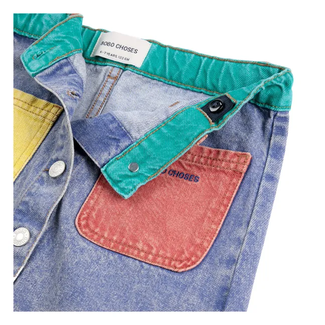 Jupe Colorblock Coton Bio | Bleu