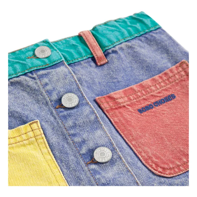 Jupe Colorblock Coton Bio | Bleu