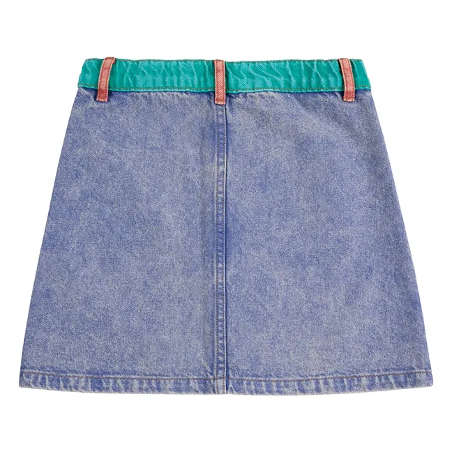 Jupe Colorblock Coton Bio | Bleu
