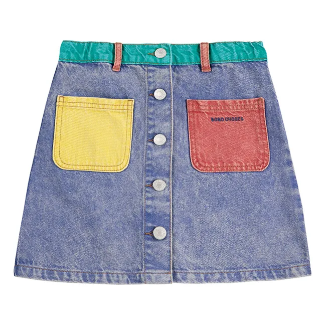 Jupe Colorblock Coton Bio | Bleu