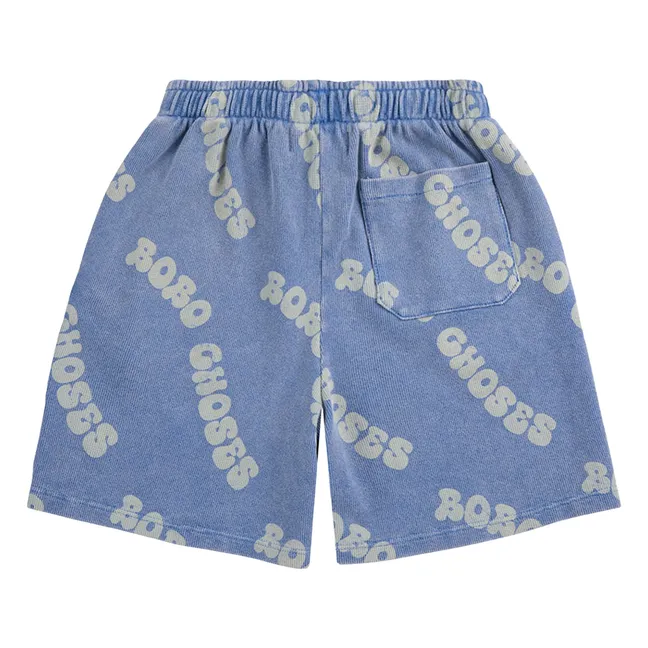 Pantaloncini con logo in cotone organico | Blu