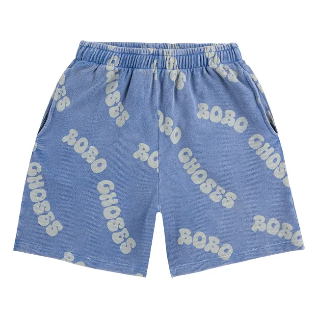 Pantaloncini con logo in cotone organico | Blu