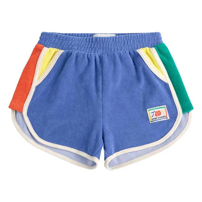 Pantaloncini in cotone organico colorblock | Blu